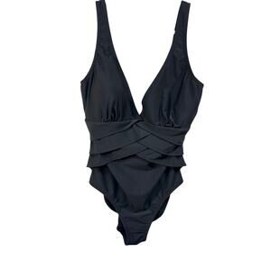 Fantasizer Suit Women Black One Piece Swimsuit 10D Plunge Resort Beach